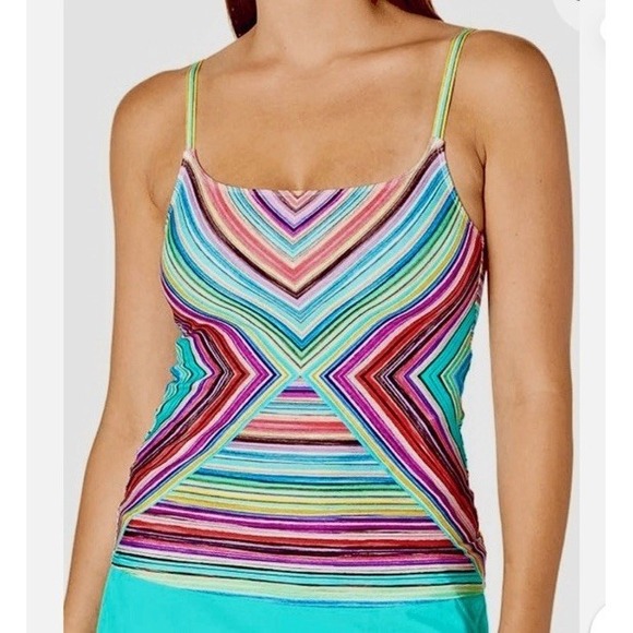La Blanca Other - La Blanca Striped Tankini Top Bathing Suit Sz Colorful Sz 6 $99
